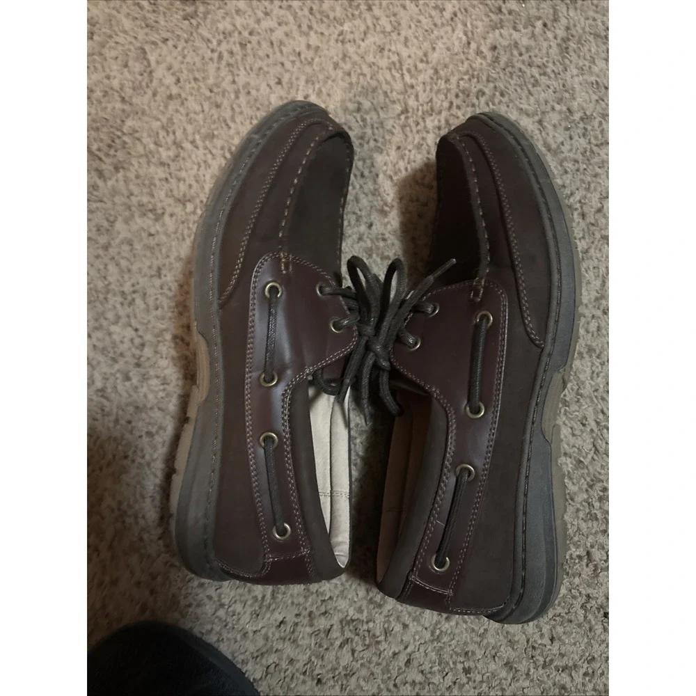 Nunn Bush Brown Leather Boat Shoes Memory Foam Comfort Men's Sz 10 Beach Casual